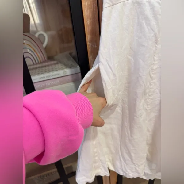 Abercrombie strapless linen mini dress lined fit & flare white bride graduation - Image 9
