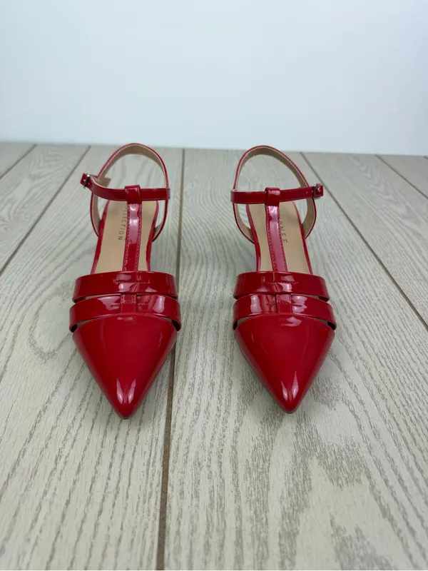 Journee Collection Women's Jazlynn T Strap Kitten Heel Dress Pumps 7.5M Red $95 - Image 2
