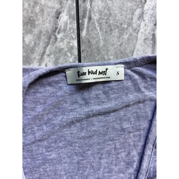 Three Bird Nest Womens Deep Scoop Neck High Low Hem T-Shirt Heather Purple Small - Image 2
