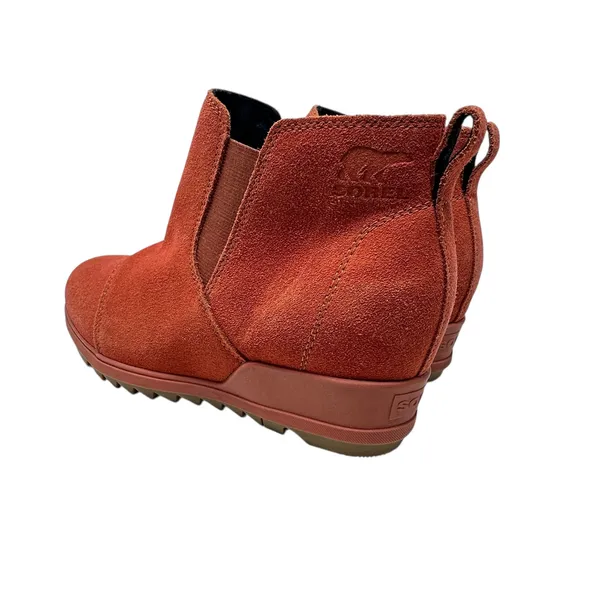 Sorel Evie Booties Boots Pull-On Wedge Heel Waterproof Suede Red‎ Size US 8 - Image 8