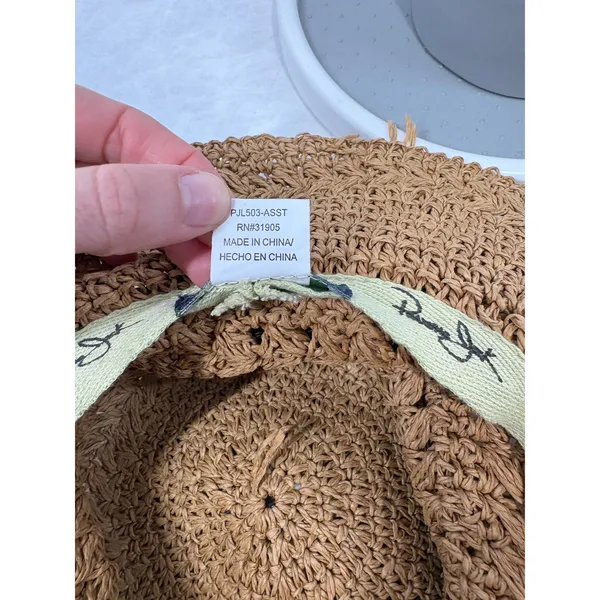 Panama Jack Women Brown Toyo Straw Sun Hat Cowrie Shell Bead‎ Tassel Vacation - Image 10