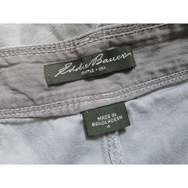 Eddie Bauer Womens Cargo Shorts Size 4 Khaki Cotton Utility Hiking Side Snap - Image 3