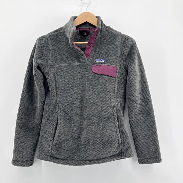 Patagonia Re-Tool Snap-T Fleece Pullover Grey Purple Polartec Women's Size Small - Image 2