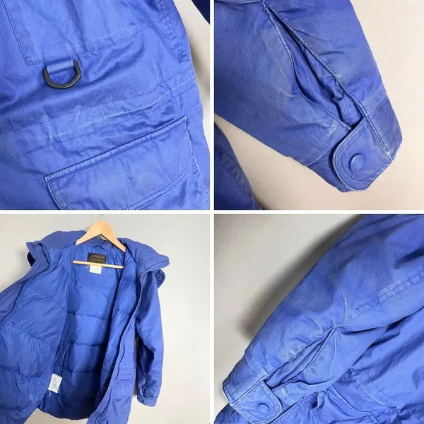 Vintage Eddie Bauer Coat Down FLAWS Women Parka Blue Hooded Winter Coat Medium - Image 9
