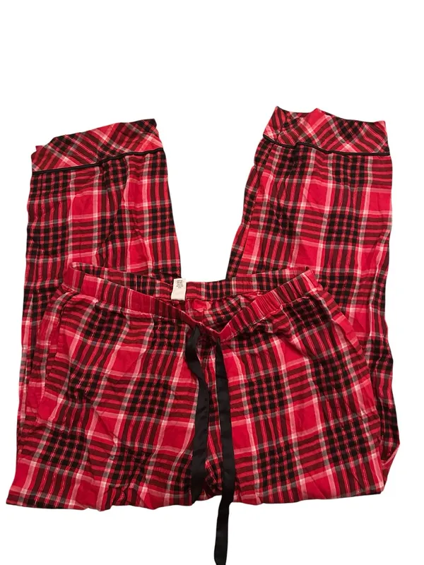 Victoria's Secret Embroidered Plaid Flannel Button-Down Pajama Set - Image 3