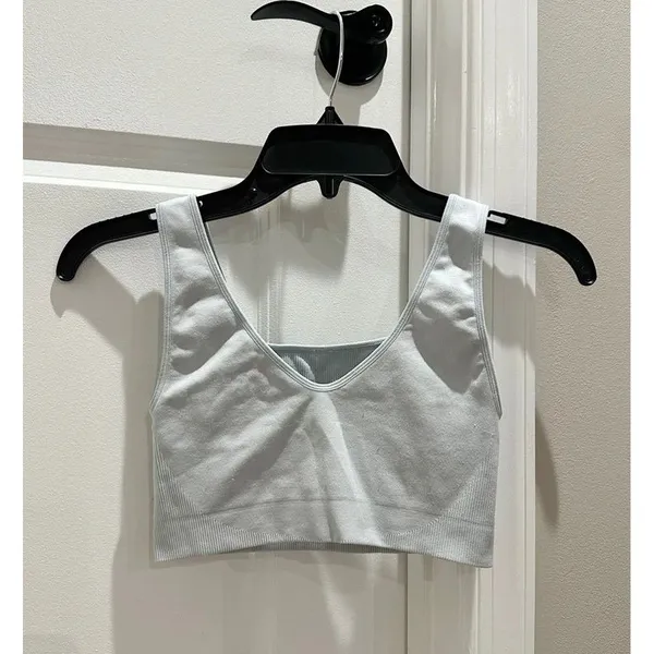 Free People Light Blue Ribbed Crop Bra Tank - Image 3