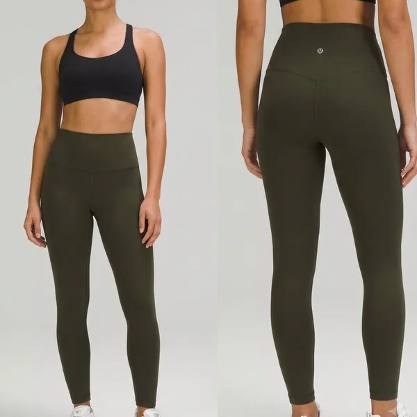 Lululemon Align High-Rise Pant 25" Size‎ 8 Dark Olive Green Nulu Yoga Leggings - Image 2