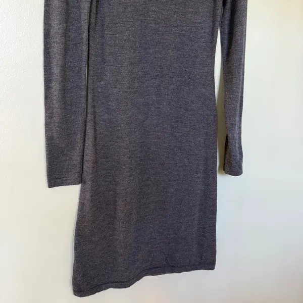 Garnet Hill 100% Merino Wool Turtleneck Long Sleeve Sweater Dress Grey Small - Image 6