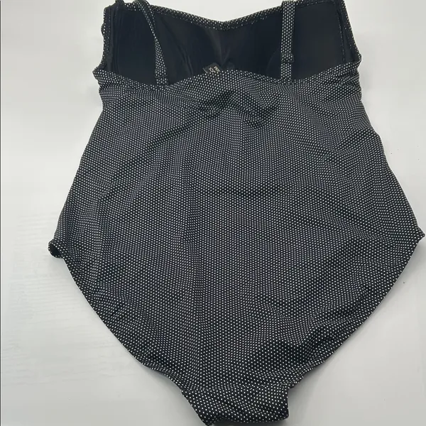 Elegant Black and White Polka Dot Women's One Piece Swimsuit - Image 8