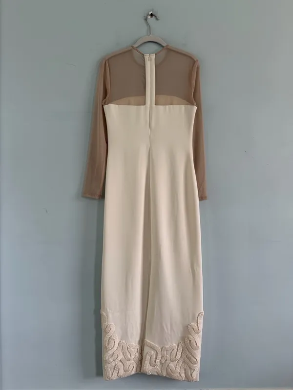 NWT Antonio Melani x Elizabeth Damrich Babe Mesh Crepe Soutache Pearl Maxi Dress - Image 6