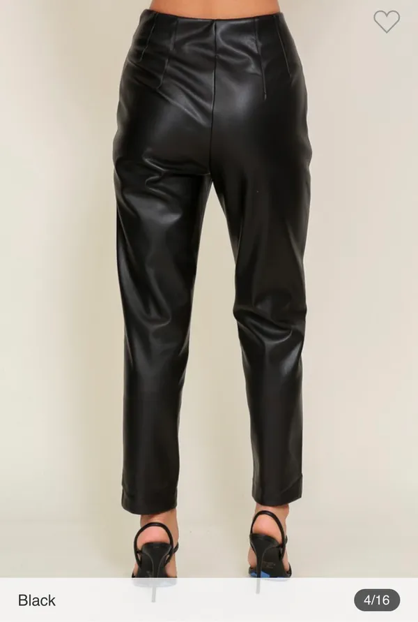 High Waist Faux Leather Pants - Image 3