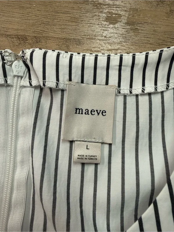 Anthropologie Maeve Puff-Sleeve Boatneck Top Striped Women’s Size Large Cotton - Image 8