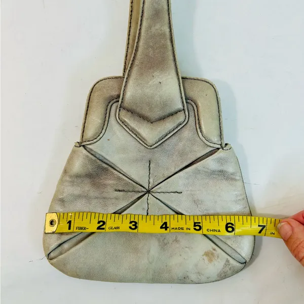 Botkier Grey Leather Looped Small Wristlet Bag RARE Origami Style - Image 11