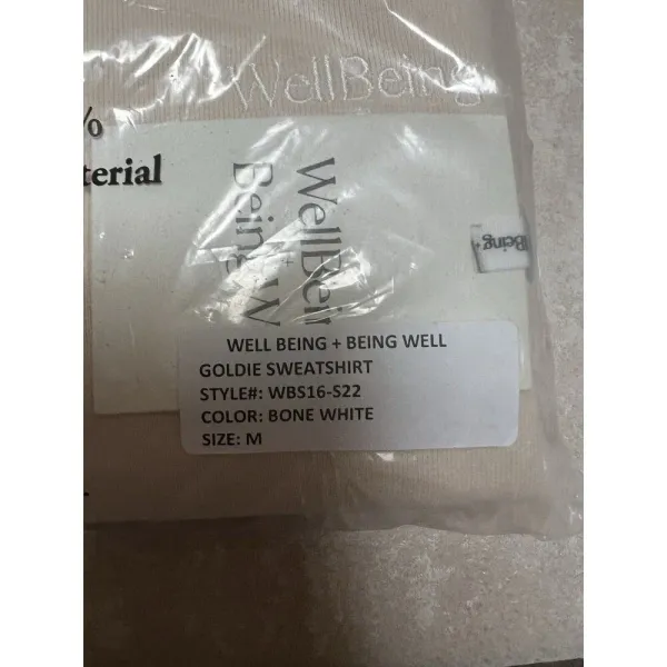 Well Being + Being Well Goldie Sweatshirt Bone White Women's Size M NWT‎ - Image 3