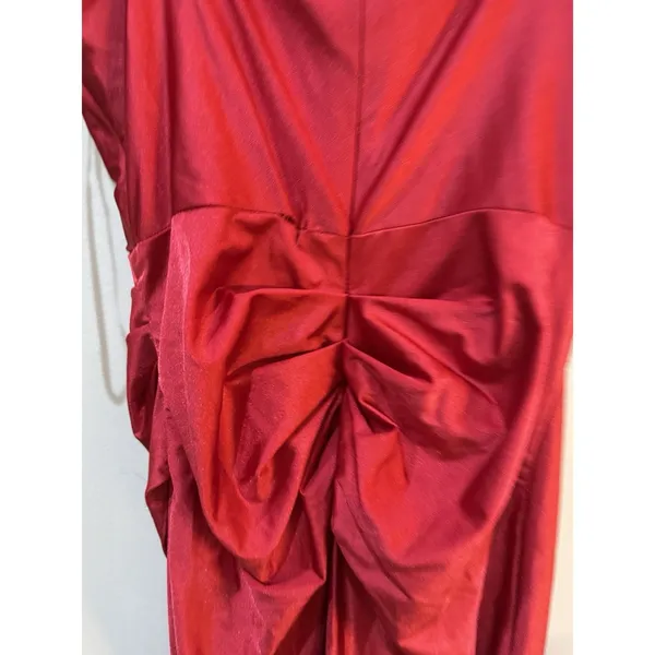 Betsy And Adam A26239 Red Satin Evening Gown Size 8 Corseted - Image 11