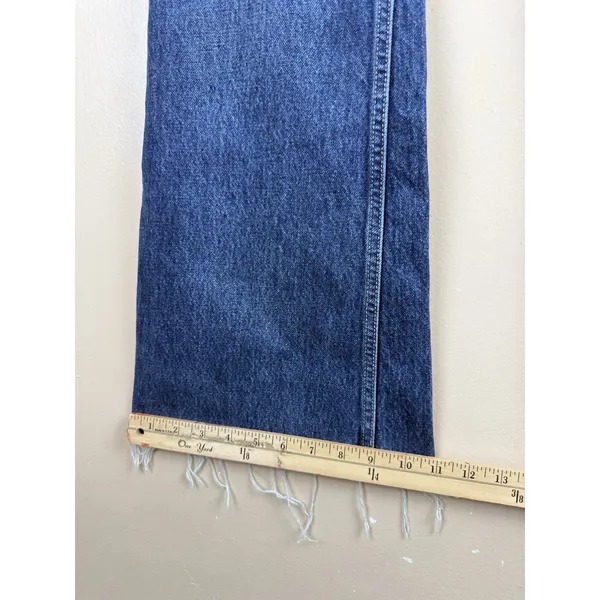 Zara Jeans Womens Blue Size 6 Denim Flare High Rise Raw Hem Medium Wash - Image 11