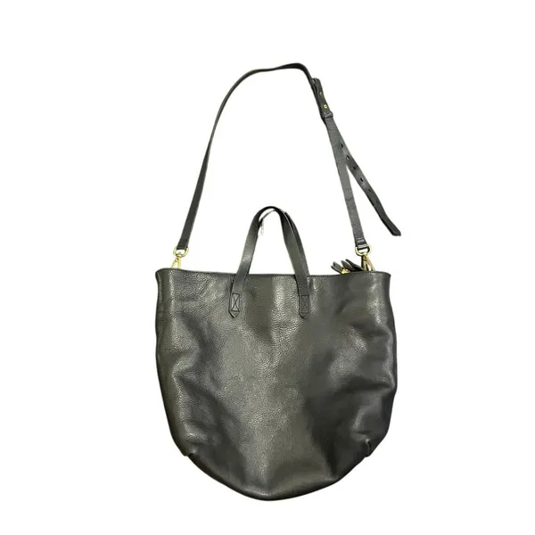 Madewell Zip Top Black Leather Tote Bag Carryall Adjustable Crossbody Minimalist - Image 2