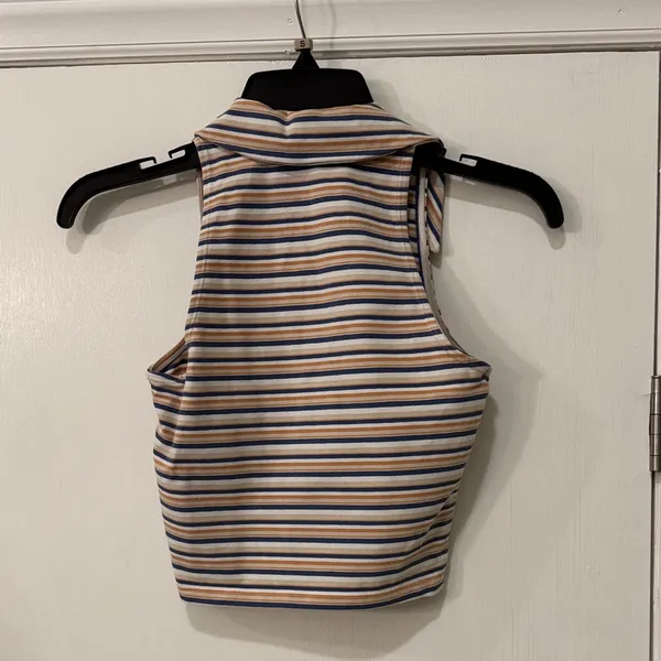 Abercrombie Multi-Stripe Essential Polo Tank in Orange, White, Blue Stripes - Image 6