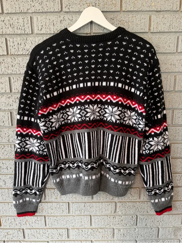 VTG Columbia Knit Sweater Fair Isle Crewneck 80s Cropped Fit - Image 4