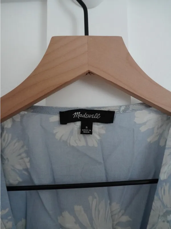 Madewell Blue Floral Wrap Mini Dress - Image 2