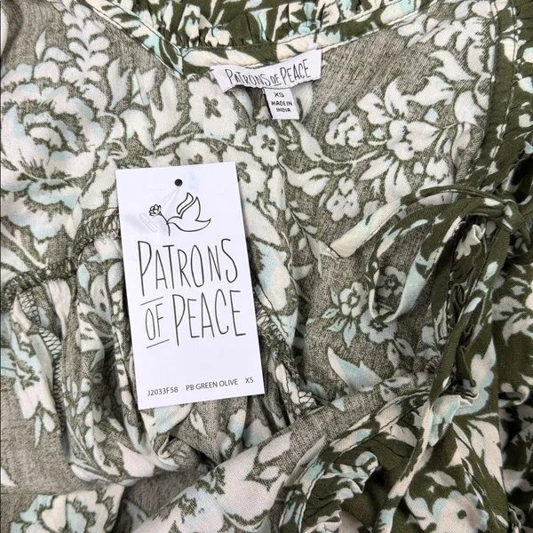 Anthropologie Patrons of Peace‎ Olive Green Mini Dress Adjustable Strap NWT XS - Image 4