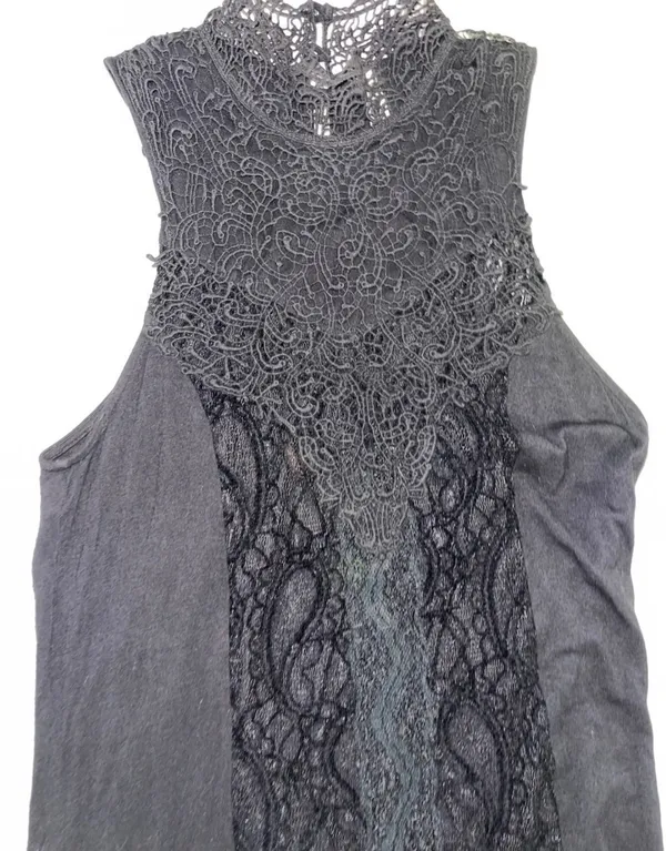 Free People Black Lace Halter Neck Floral Pattern Sleeveless Maxi Dress - Image 7