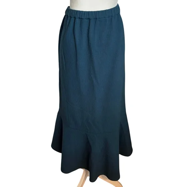 By Anthropologie Size M Slim Knit Skirt Teal Midi Ribbed Stretch Pull On - Image 5