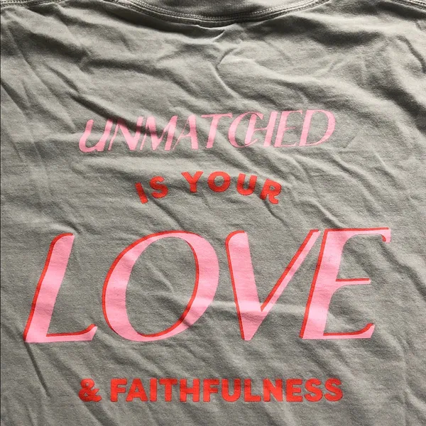 Comfort Colors Light Sage Crewneck T-Shirt with Pink Chest Logo - Image 4