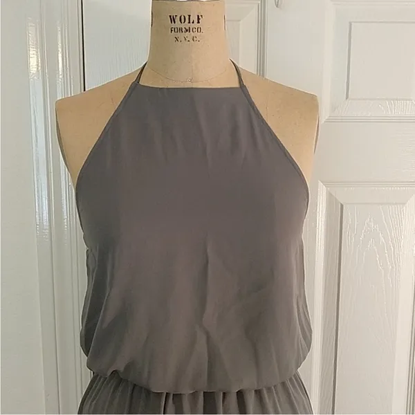 Show Me Your Mumu SMYM Heather halter maxi dress in Soft Charcoal Crisp NEW XXS - Image 3