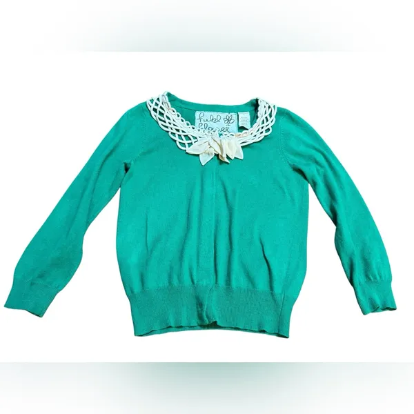 Anthropologie Field Flower Shamrock Green Cashmere/Cotton Blend Cardigan Sz‎ S - Image 10