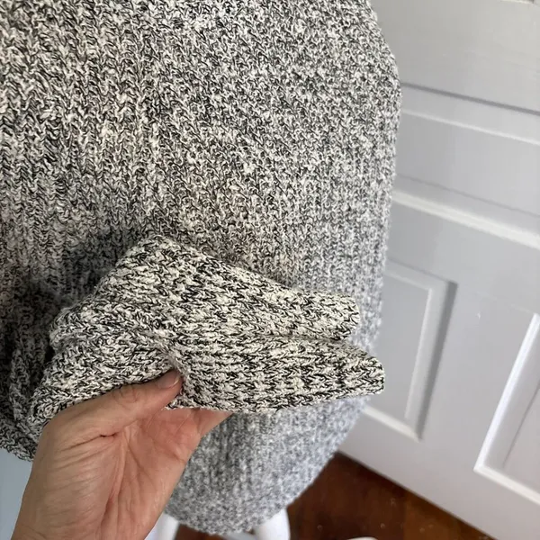 Free People Womens Pullover Sweater Gray Black Marled Scoop‎ Neck Small - Image 2