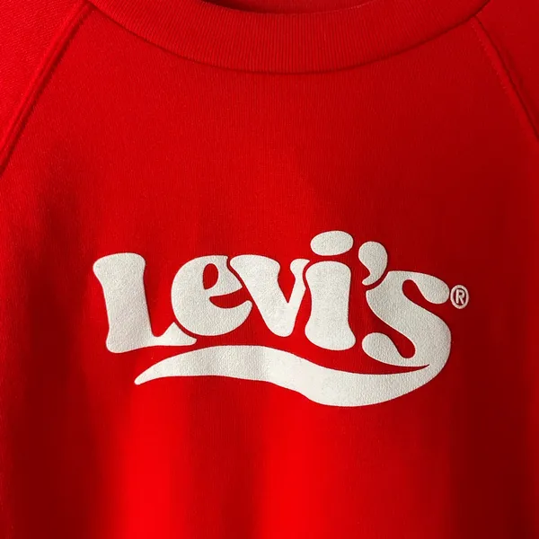 Levis‎ Cropped Pullover Logo Sweatshirt Size Small Red - Image 7