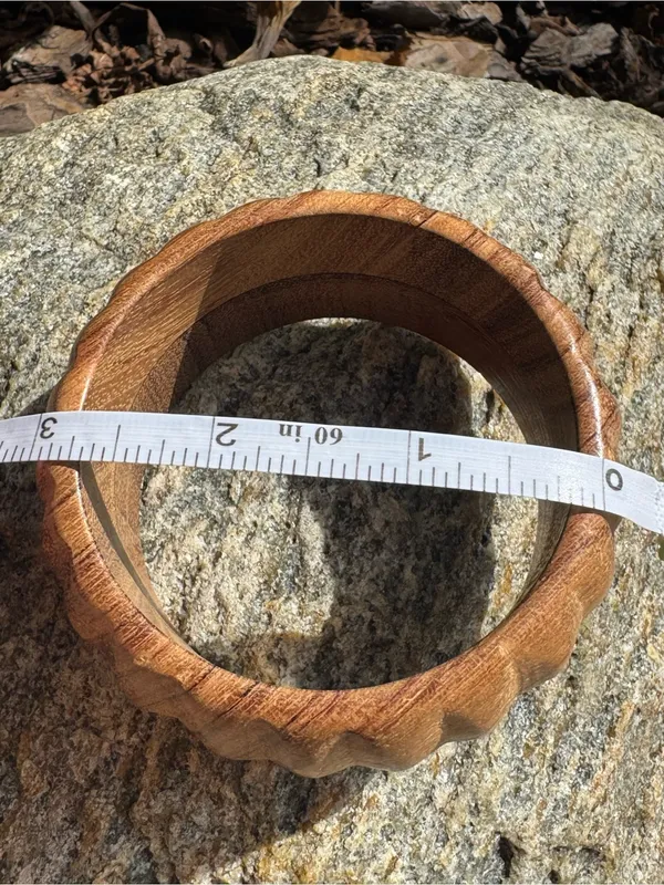 Vintage Women's Wooden Bangle Bracelet in Brown - Image 2
