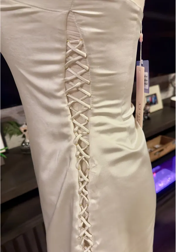 Oh Polly Mini Dress Satin Off White - Image 6