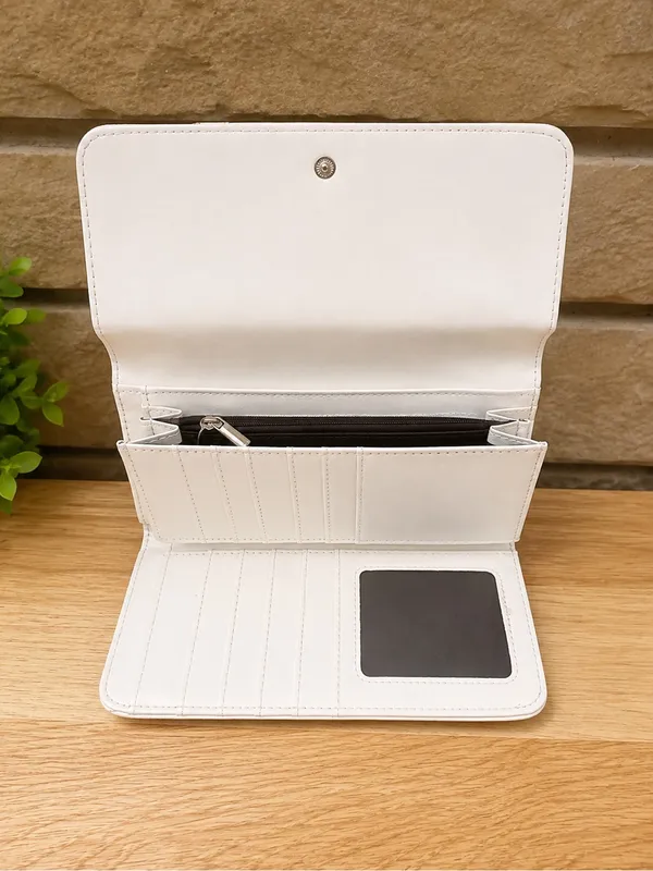 Elegant Faux Leather White Wallet Clutch - Image 3