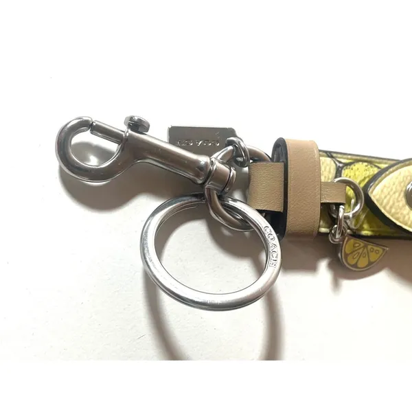 Coach Trigger Snap Keychain Yellow Lemon Leather Silver Hardware NYC - Image 3