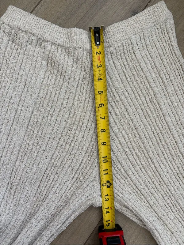 DISSH Emery Oatmeal Ribbed Knit Cotton Wide Leg Pull On Casual Boho Pants L - Image 8
