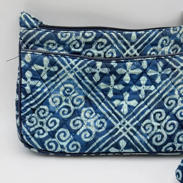 Vera Bradley Crossbody Bag Blue Quilted Batik Geometric Purse Retired Print - Image 2