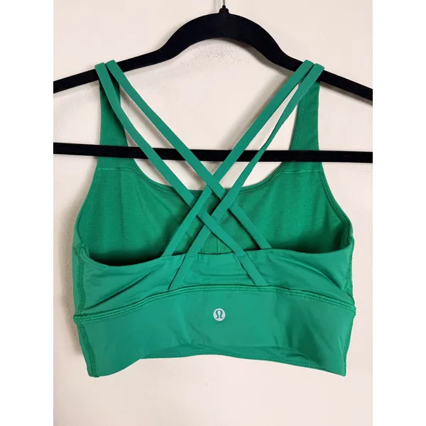 Lululemon Energy Bra Longline Maldives Green Strappy Yoga Bra LW2EB9S Size 4 - Image 3