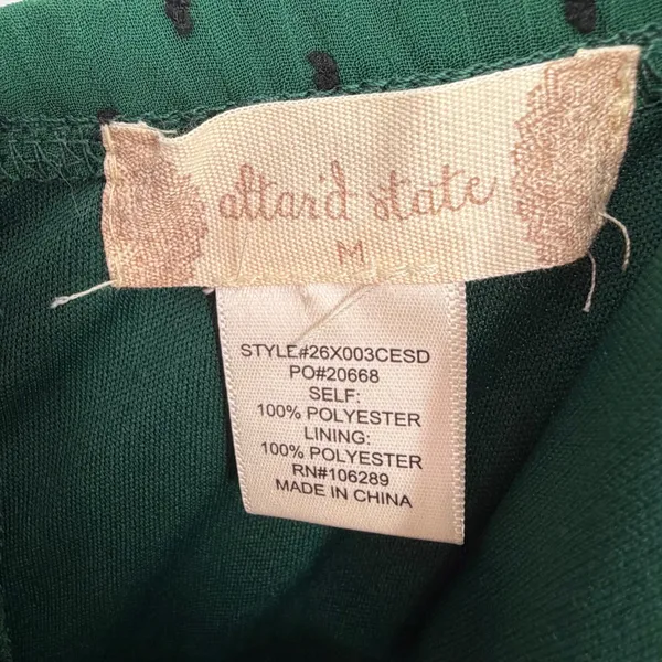 Altar'd State Swiss Dot Ruffle Mini Dress Women Medium Green Boho Feminine Lace - Image 4