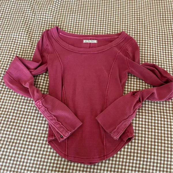 We the free red ribbed long sleeve - Image 2