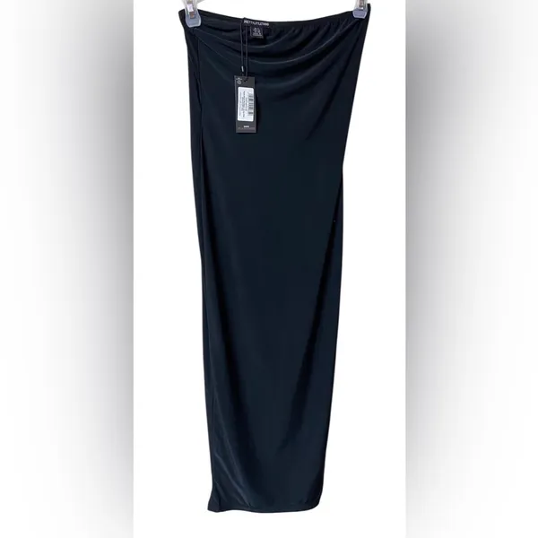Pretty Little Thing Petite 00 Bandeau Black Maxi Dress NWT 💞 - Image 4