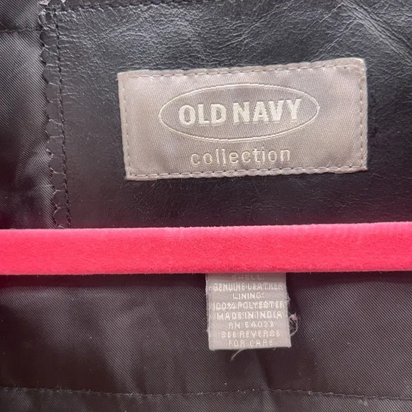 Old Navy Leather Moto Jacket‎ Black Large - Image 5