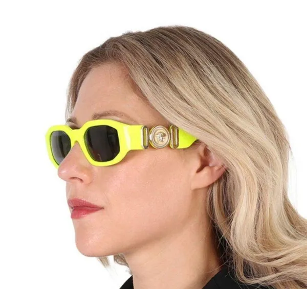 Versace BRAND NEW Authentic Geometric unisex Sunglasses yellow fluorescent frame - Image 10