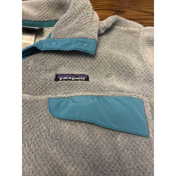 Patagonia Women's XL Re-Tool Snap-T Pullover Fleece Jacket‎ Gray/Teal~EUC - Image 2