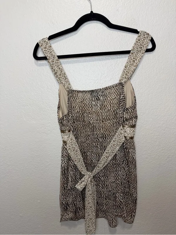 Y2K IZ Byer California Empire Waist Boho Tank Blouse Brown Tagged XL Fits Small - Image 2