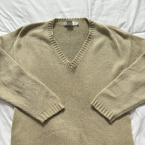 Vintage 90s Y2K Sweater 100% Silk Womens Size Medium Beige Whimsy Fairy Boho‎ - Image 2