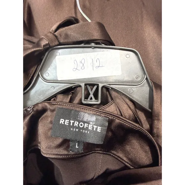 Retrofête Ester Dress brown satin halter Macy dress open back size Large - Image 4