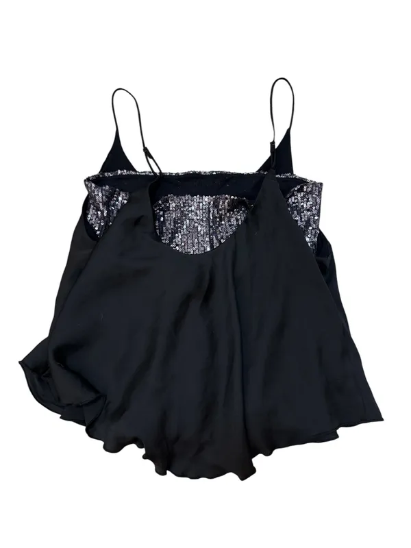 Free People Turn It On Cami Black Sequin Layered Tank Top Size M OB1064843 - Image 3