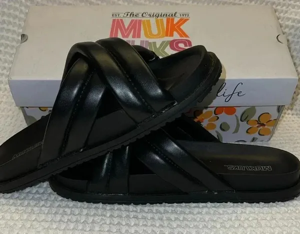 Muk Luks Women’s Tidal Wave Sandals Bkack Black Size 10 - Image 5